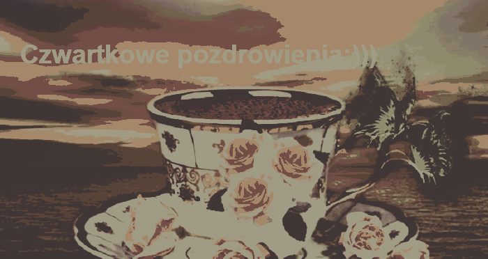 Ozdobna filiżanka czwartkowe pozdrowienia